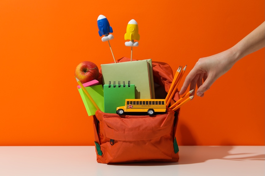 Concept of school education with school accessories